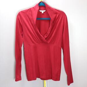 CAbi Brick Red Cowl Neck Wrap Top Long Sleeve Size M